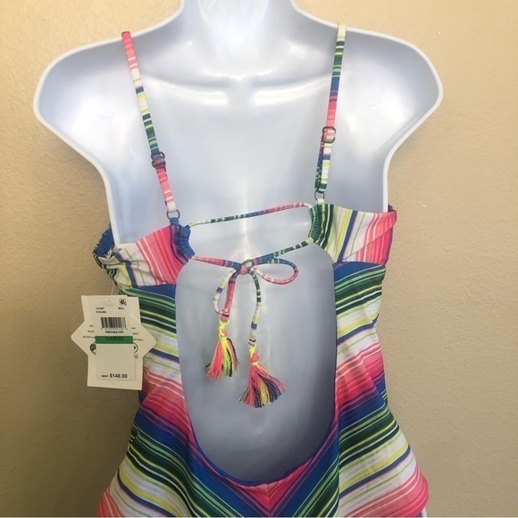 Becca by Rebecca Virtue Santa Catarina Abigail Chevron Tassels One-Piece Size L - Picture 5 of 16